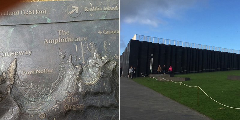 Bronze map / Grassy slope by the visitors centre