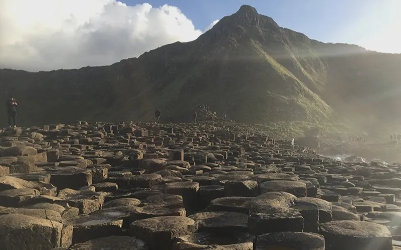 The Giant's Causeway looking back to the clifftops